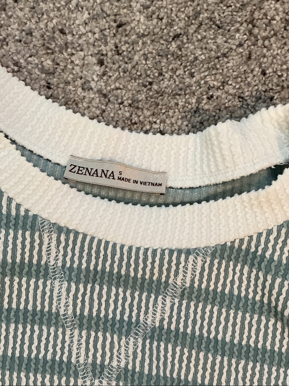 New Zenana Outfitters Wide-Leg Knit Lounge Pant and Top Set ~ Sage and White - Picture 3 of 9